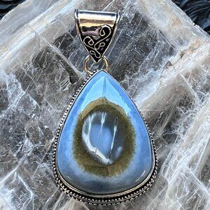 Blue Opal Pendant Crystal Stone Jewelry